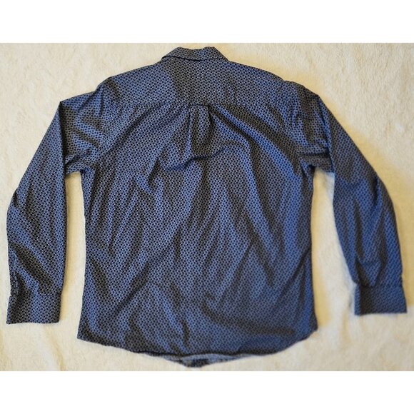 Ben Sherman Shirt Blue Pattern Print Button Down Collar Long Sleeve Medium - Picture 8 of 10